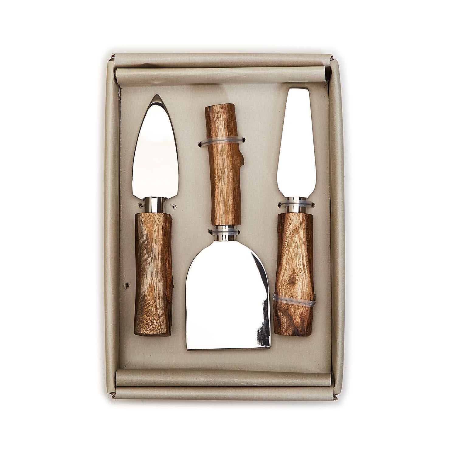Set of 3  Wood Handle Cheese Knives