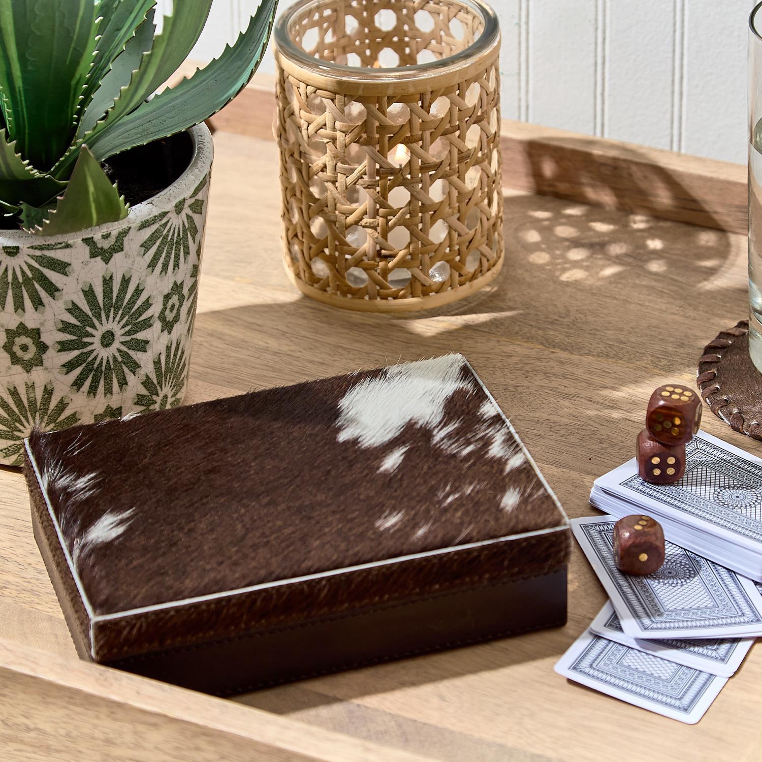 Cowhide Playing Card Set - (black or brown)