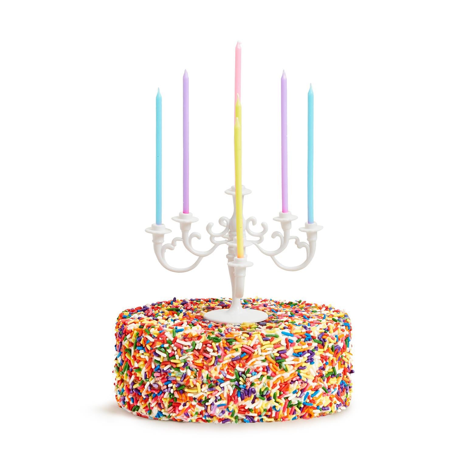 Candelabra Cake Topper with 9 Multi-Color Candle - (four colors)