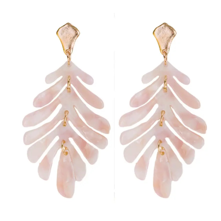 Pink Petite Palm Statement Drop Earrings
