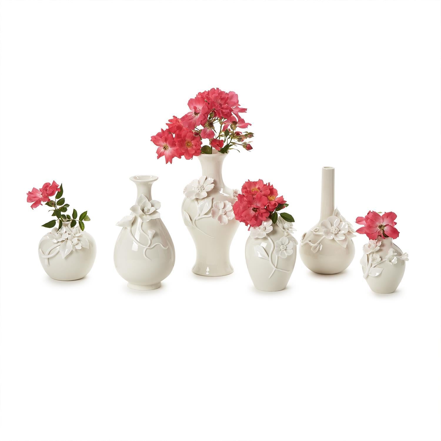 Mini Vases with Sculpted Flowers  - (six designs)