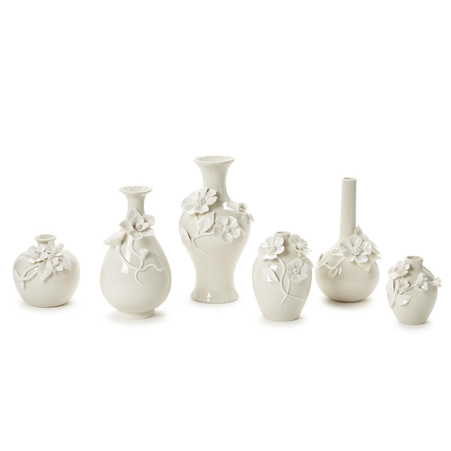 Mini Vases with Sculpted Flowers  - (six designs)