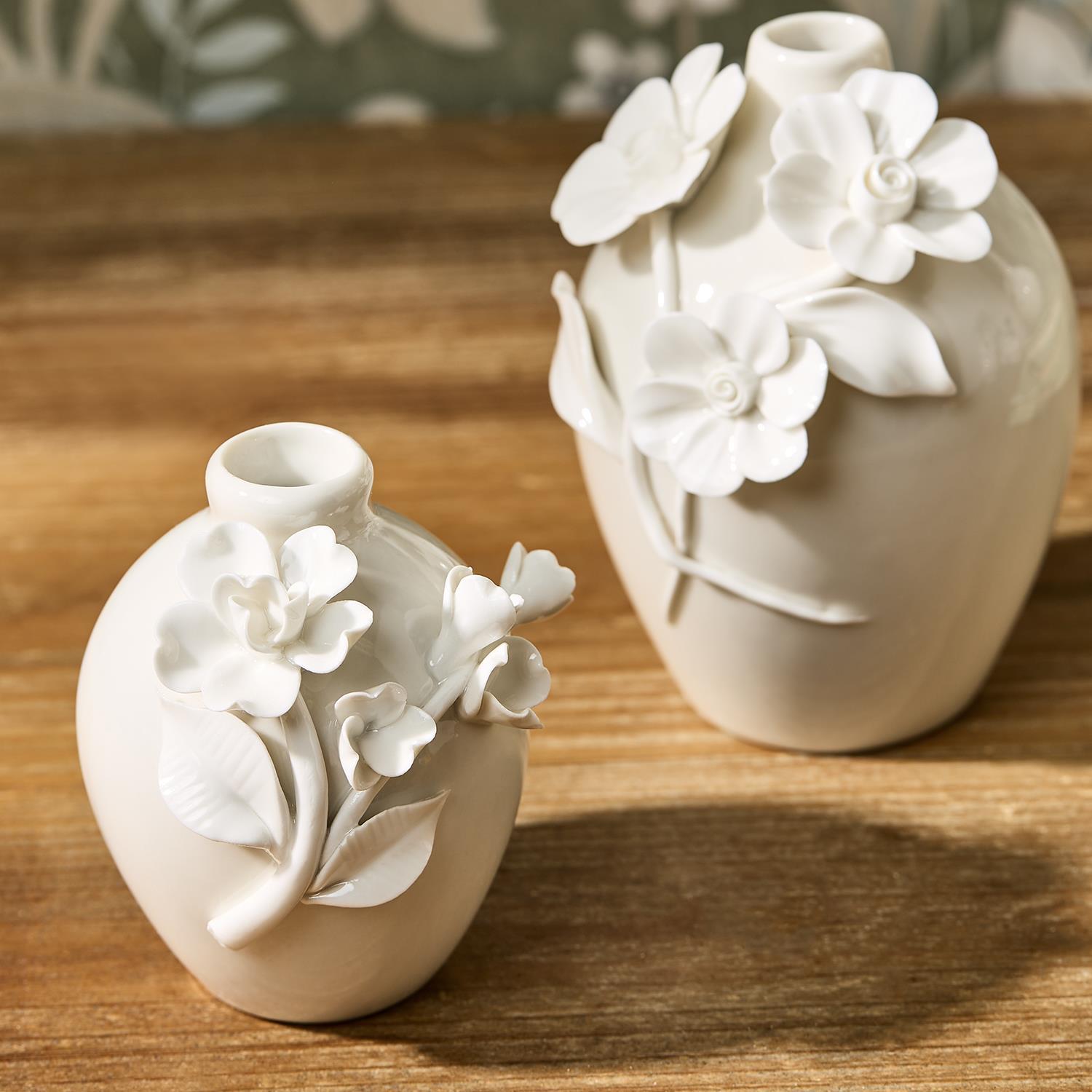 Mini Vases with Sculpted Flowers  - (six designs)