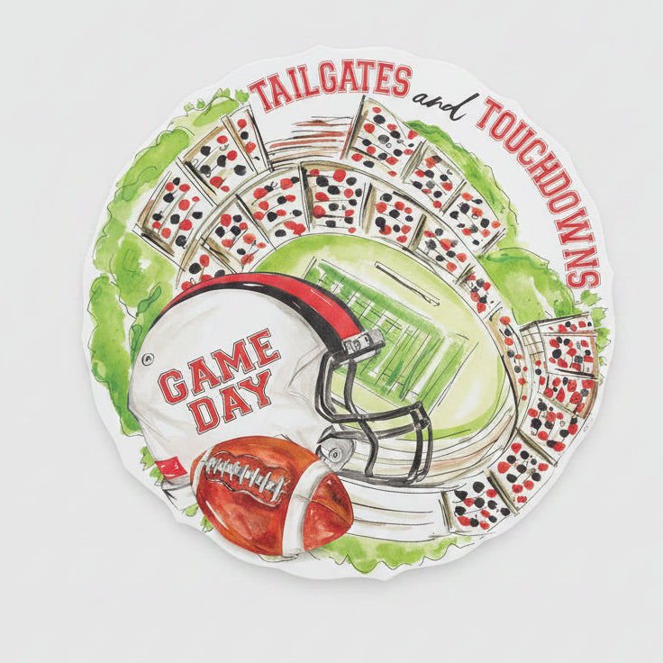 Red and Black Tailgates and Touchdowns Placemats