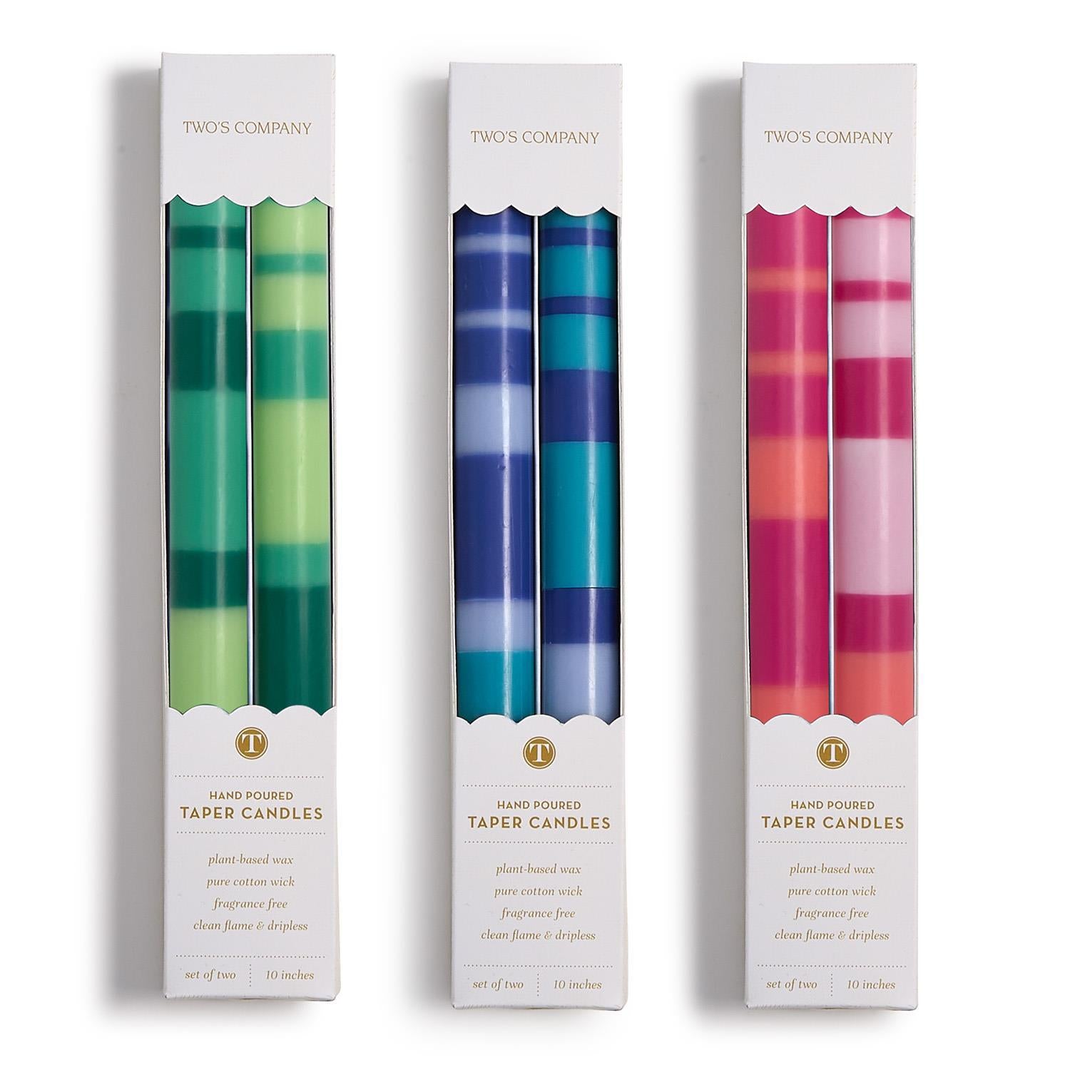 Set of 2 Multi Layer 10" Taper Candles - Three Colors