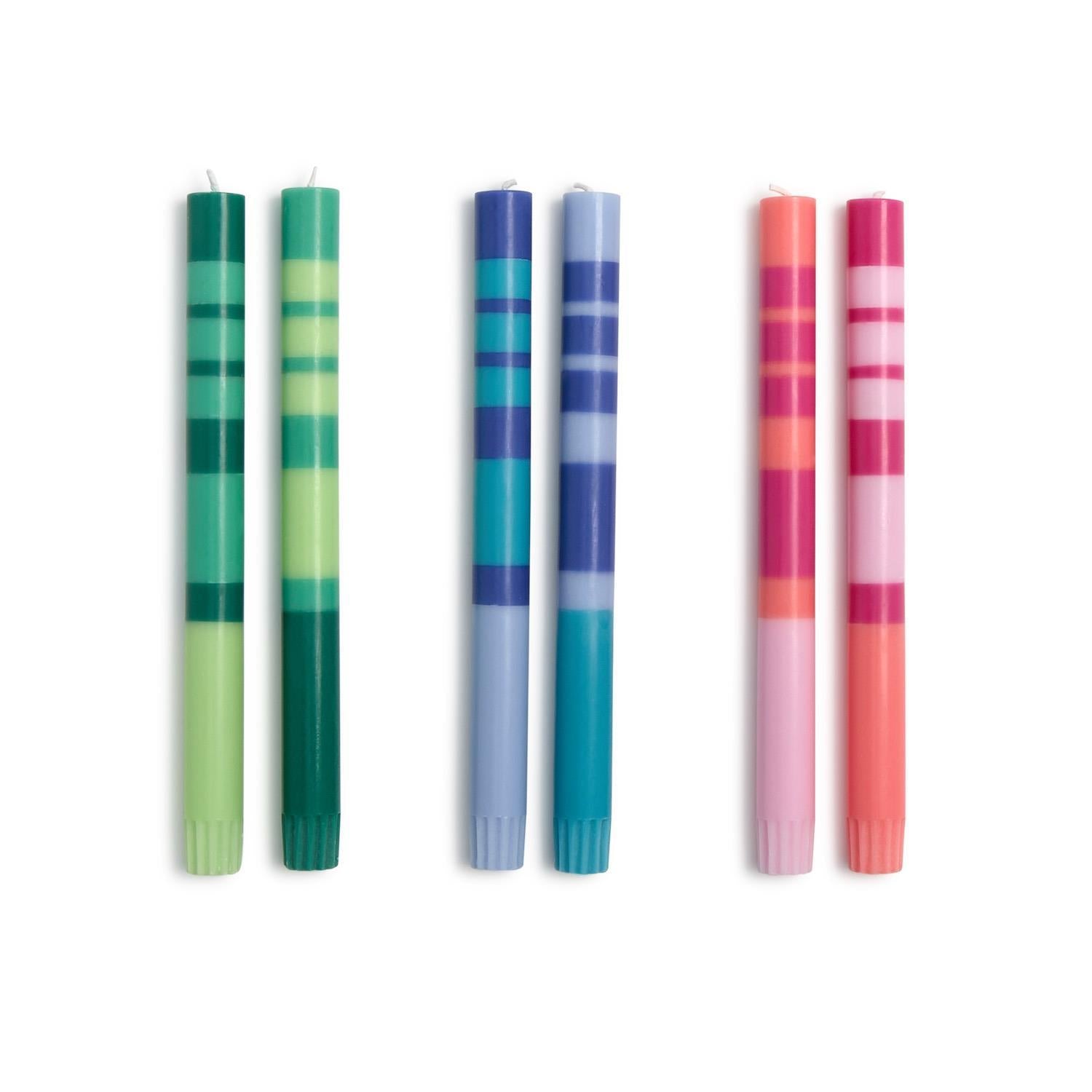 Set of 2 Multi Layer 10" Taper Candles - Three Colors