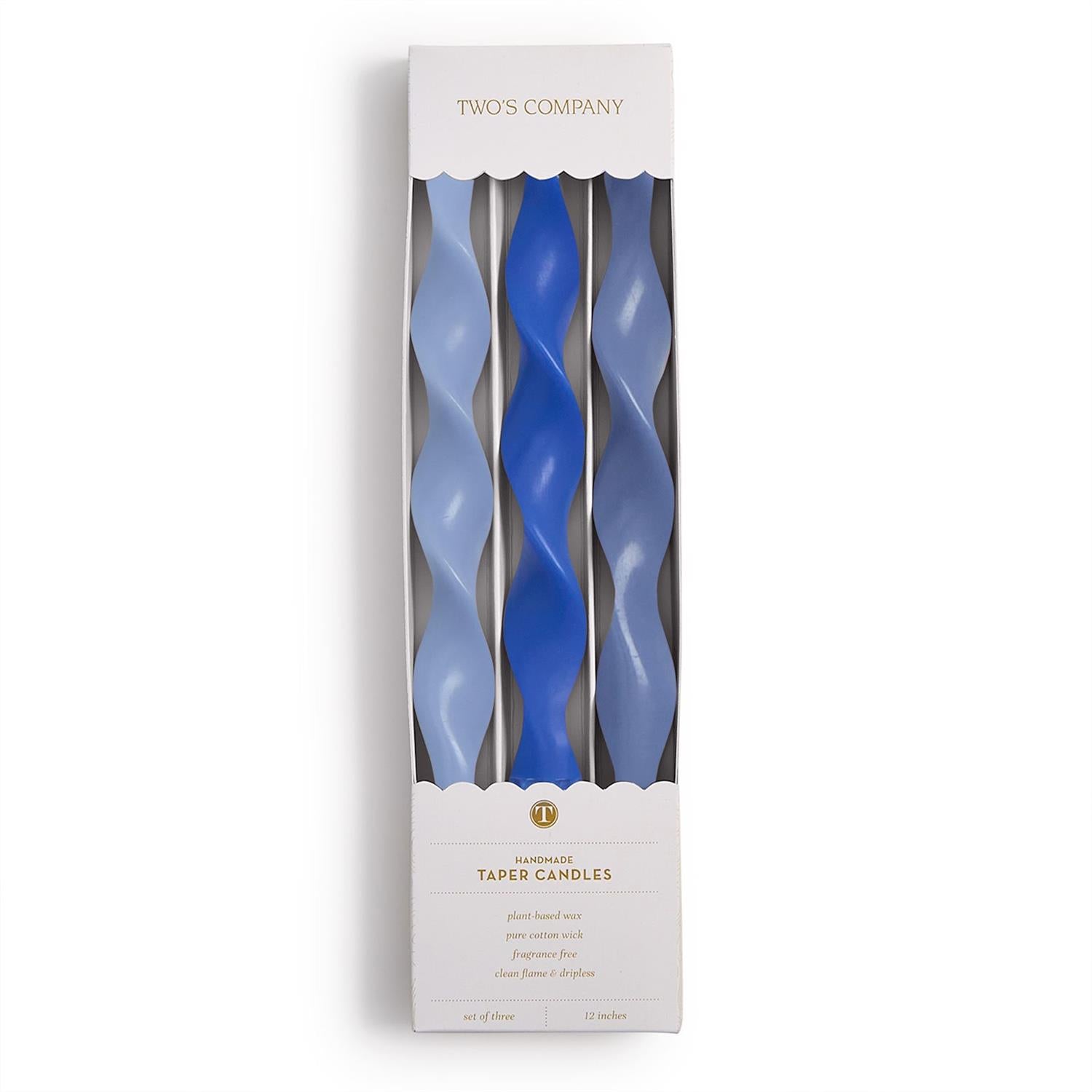 Blue Hue 12" Twist Taper Candles