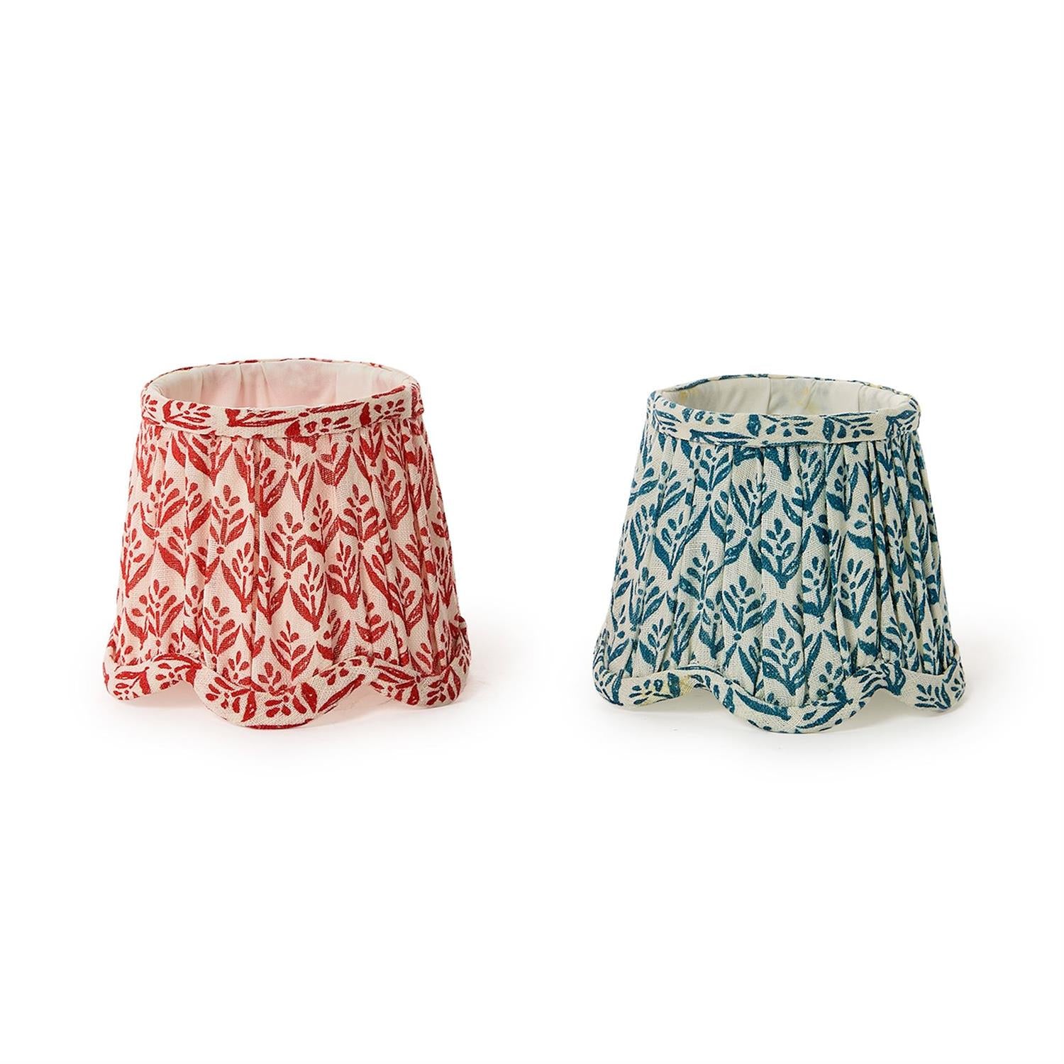 Scalloped Floral Fabric Lampshades - 2 Colors