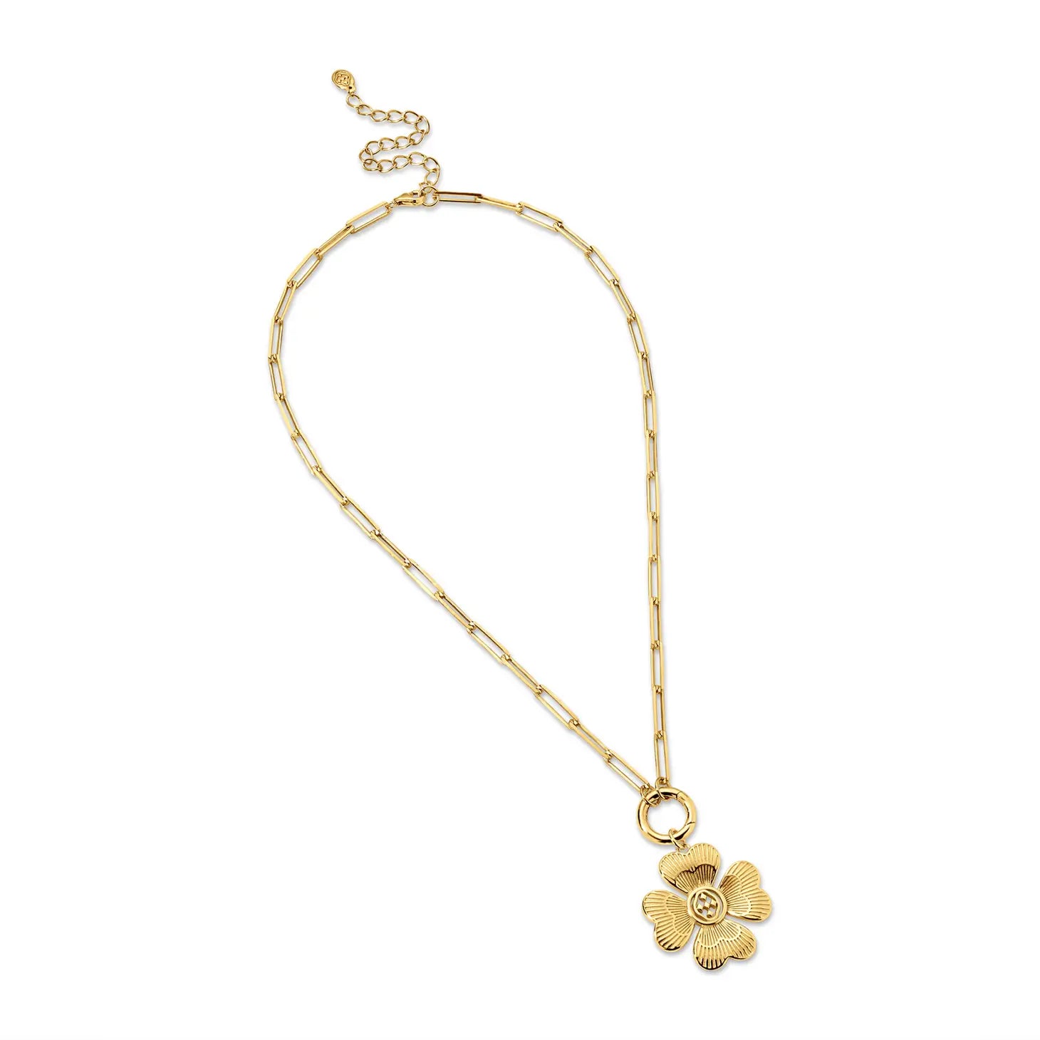 Gracewear Paperclip Choker with Flower Charm - Gold