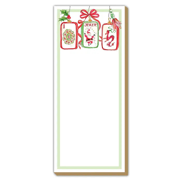 Luxe Skinny Pad - Red and Green Mahjong Tiles