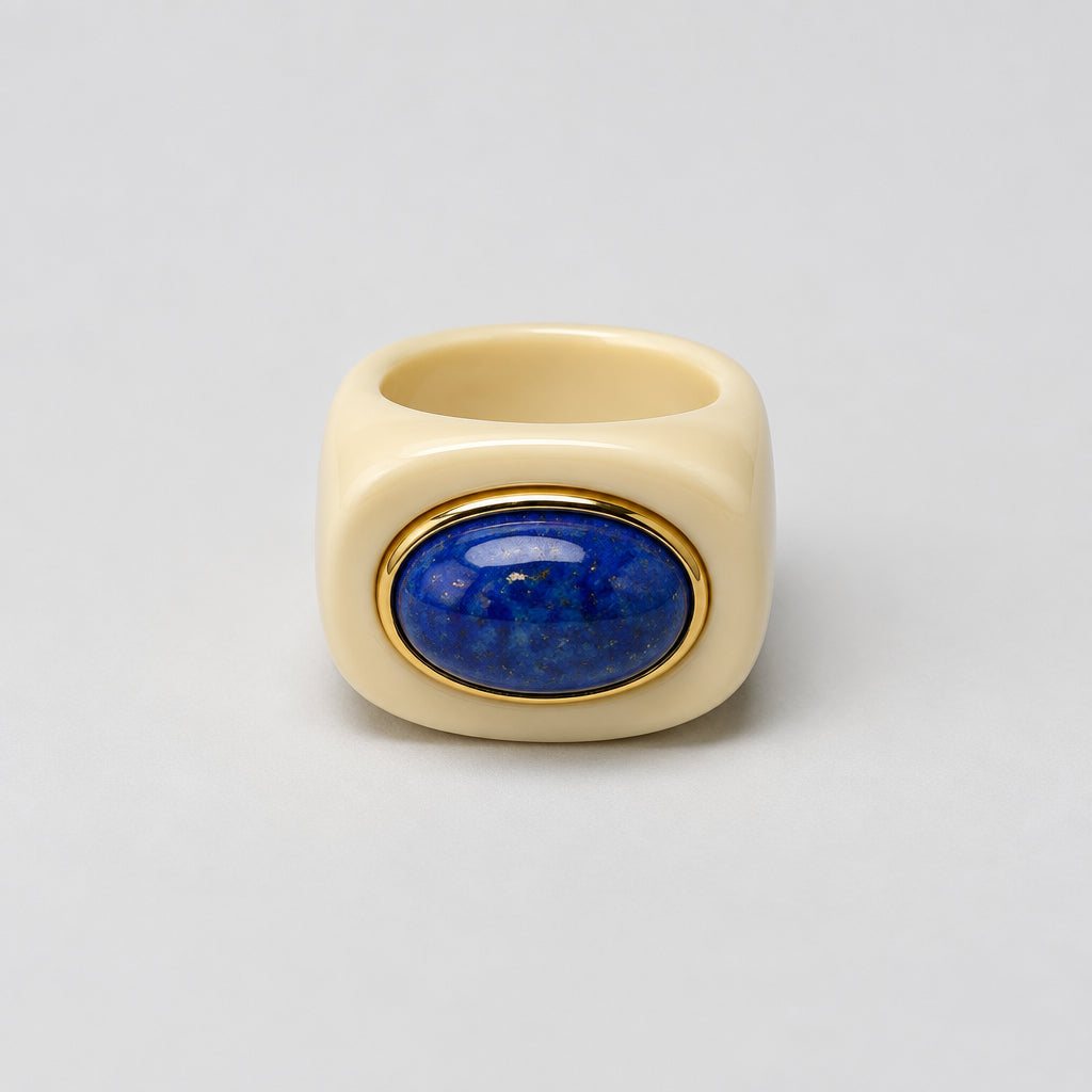 Ivory Resin Lapis Lazuli Ring