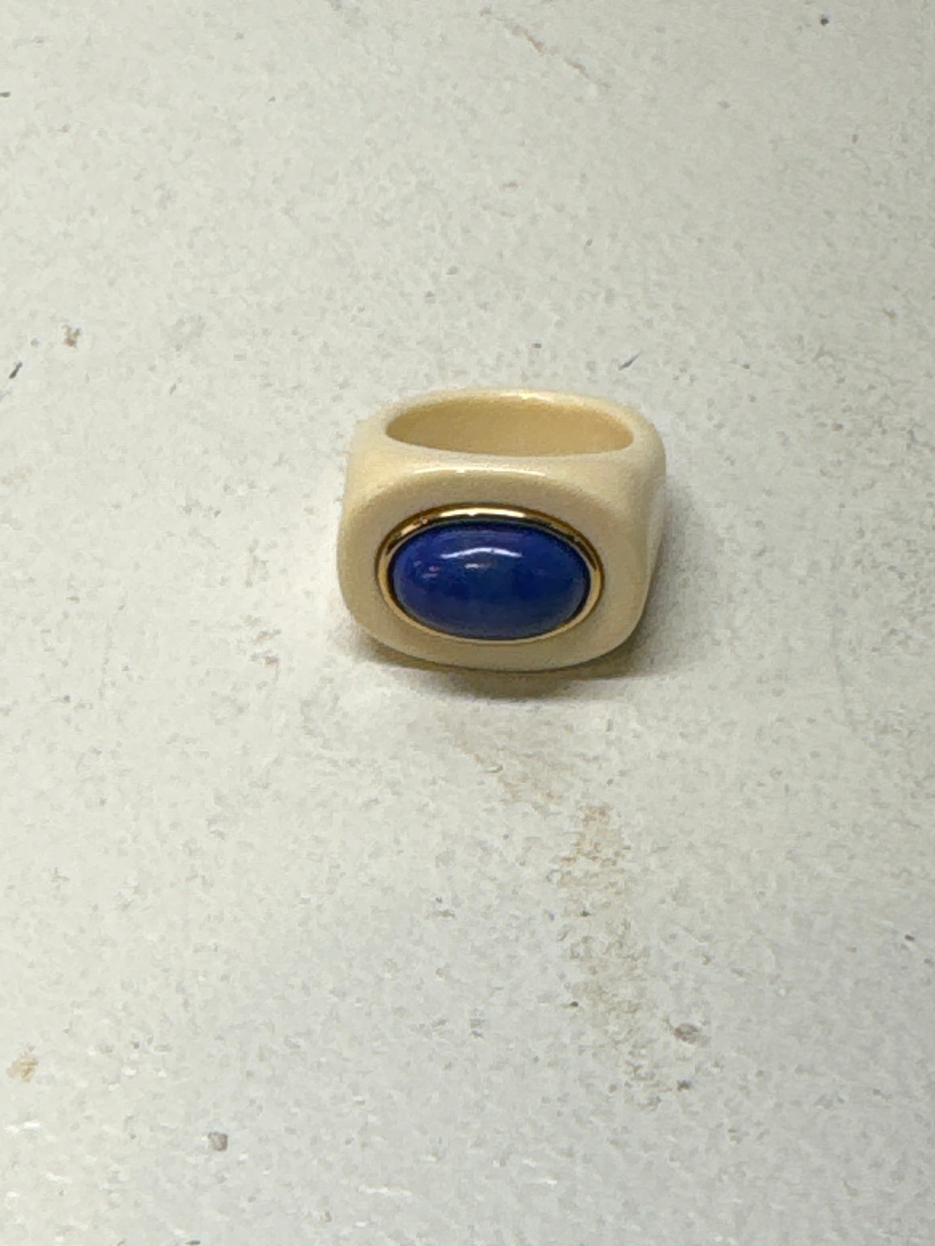 Ivory Resin Lapis Lazuli Ring