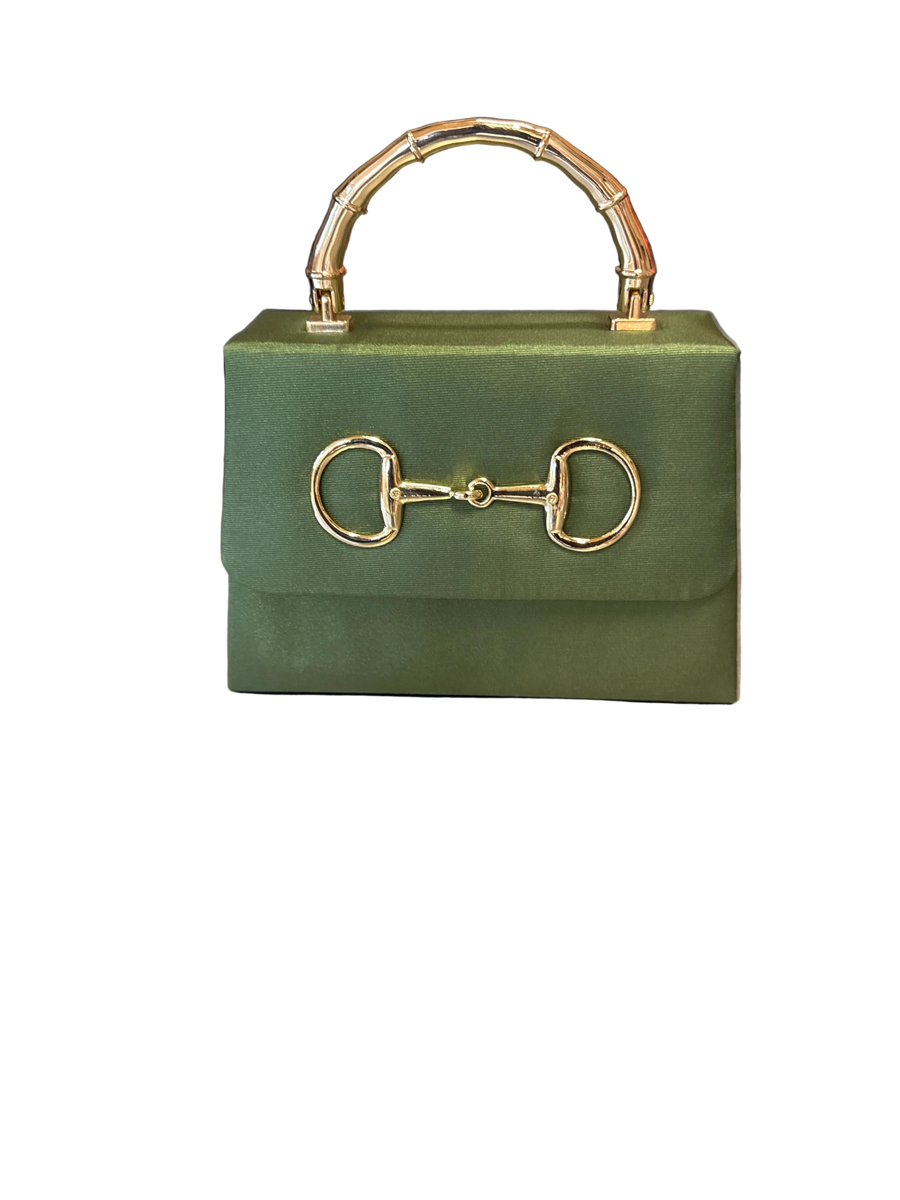 Green Faille Lulu with Gold Handle Handbag