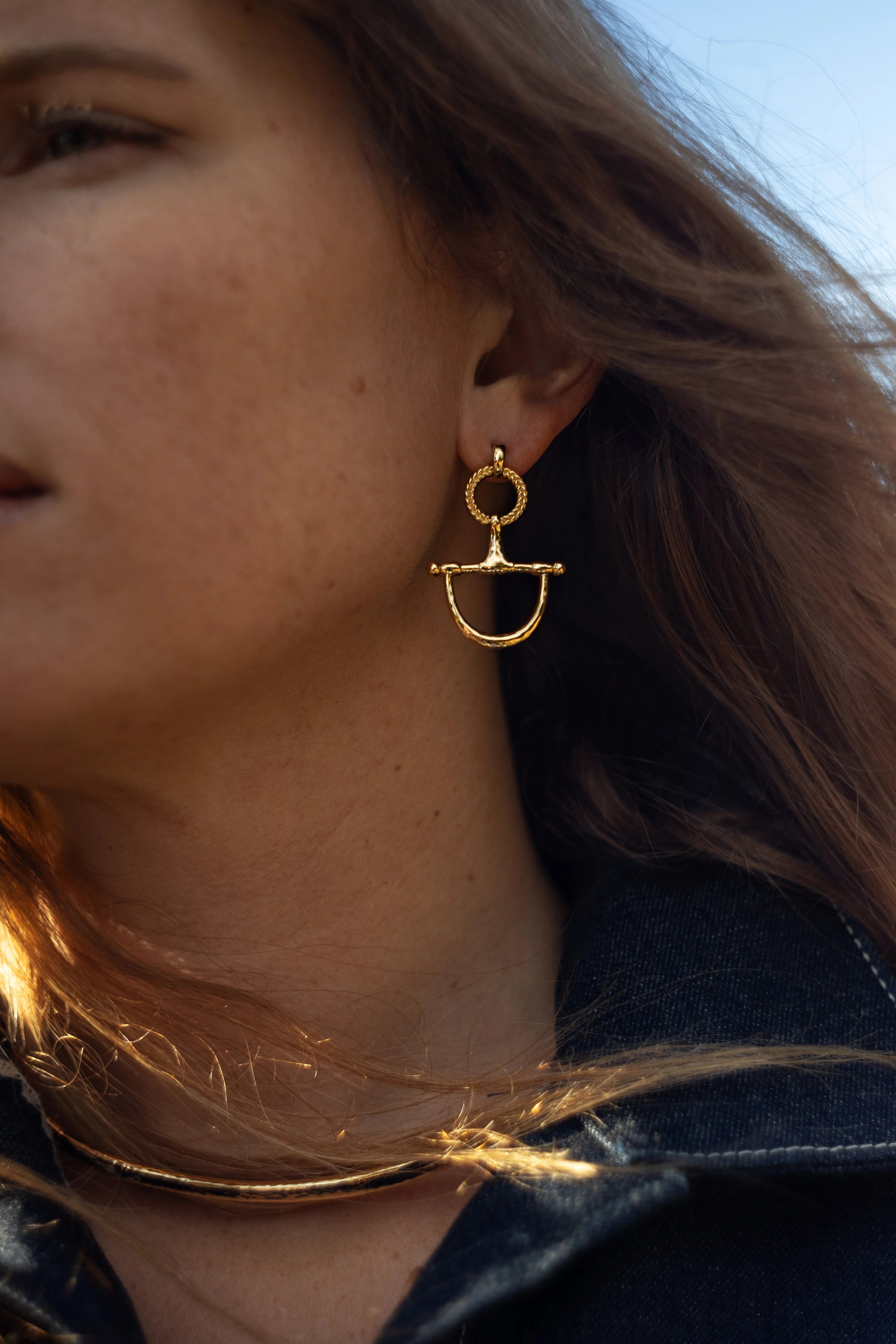 Anabel Aram Cheval Bit Drop Earrings, Gold