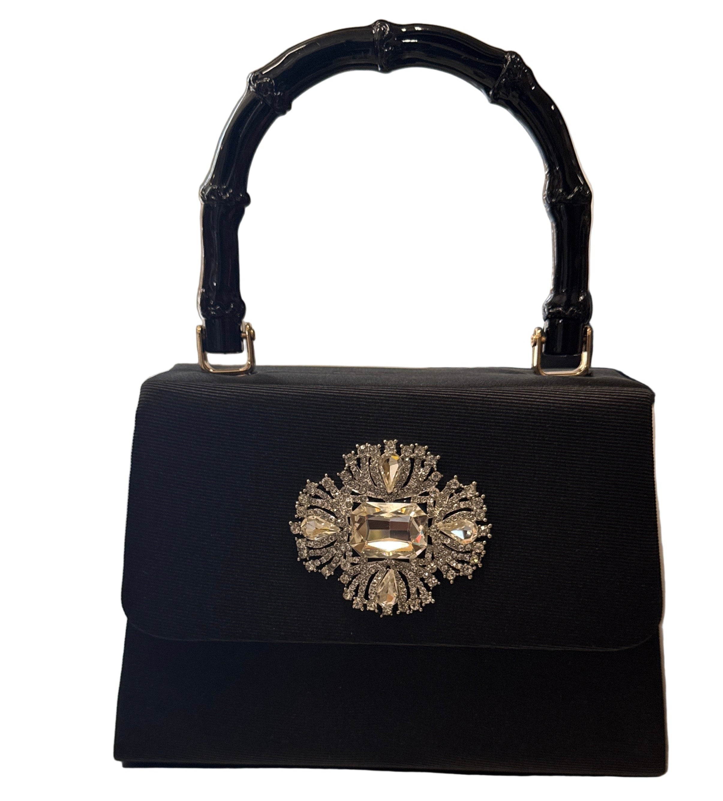 Lisi Lerch Black Lulu Bag with Large Crystal