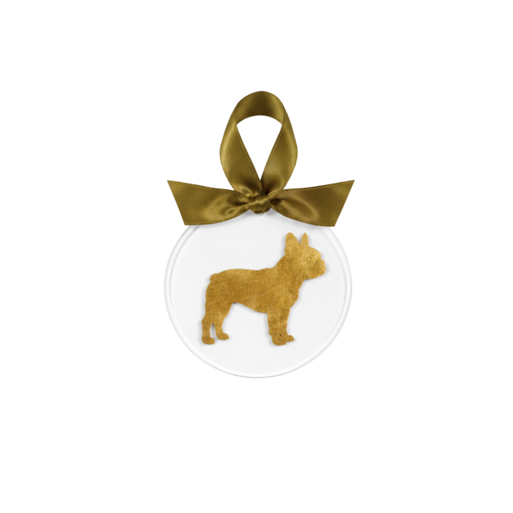 Gold Leaf Dog Breed Acrylic Ornament: Bulldog