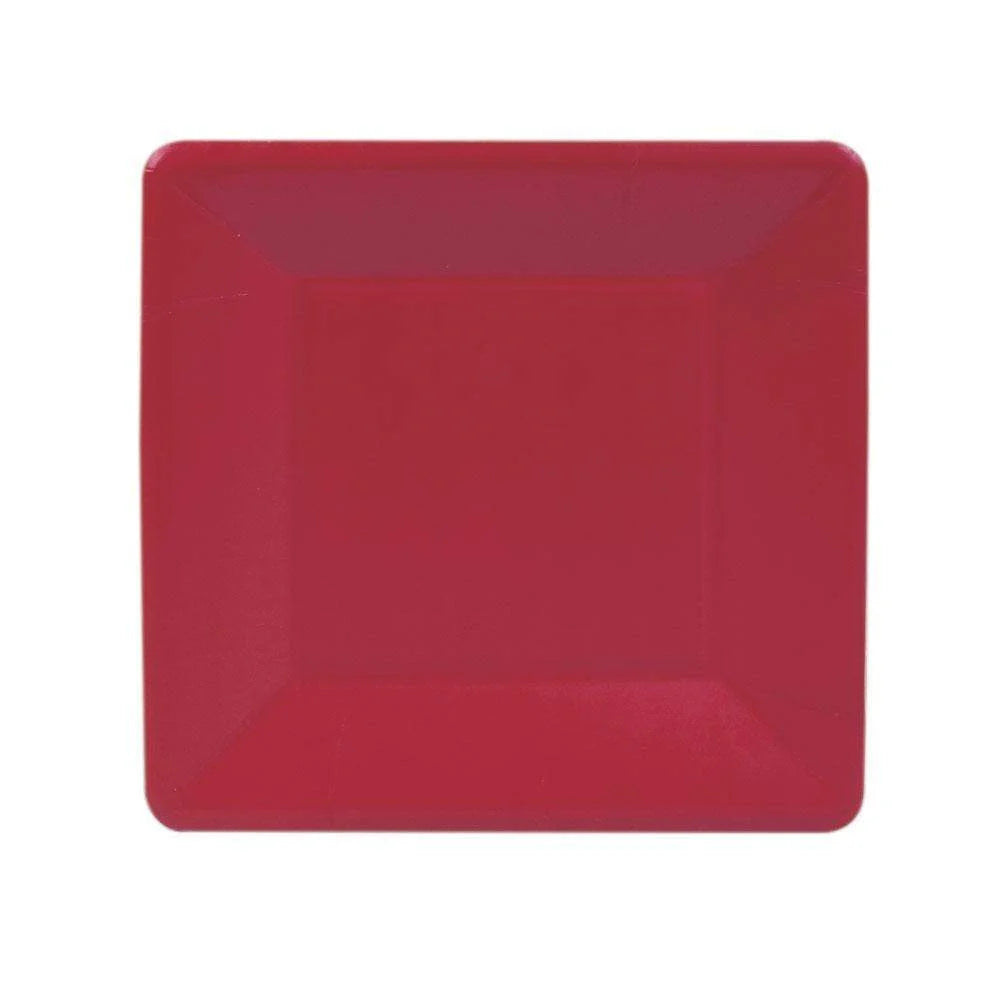 Grograin Border Square Salad Plates Navy and Red