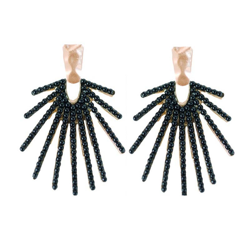 Black Sunburst Statement Earrings
