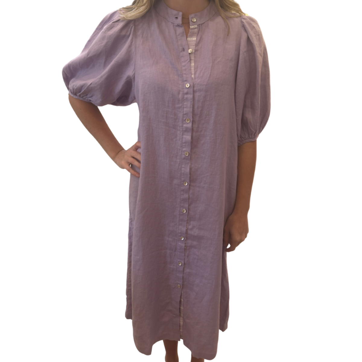 Lanhtroph Linen Dress - Bright Lilac