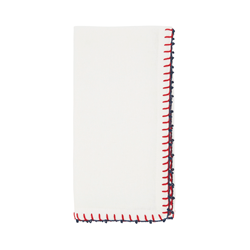 Whipstitch Pom Pom Napkin - Set of 4 | Red/White/Blue