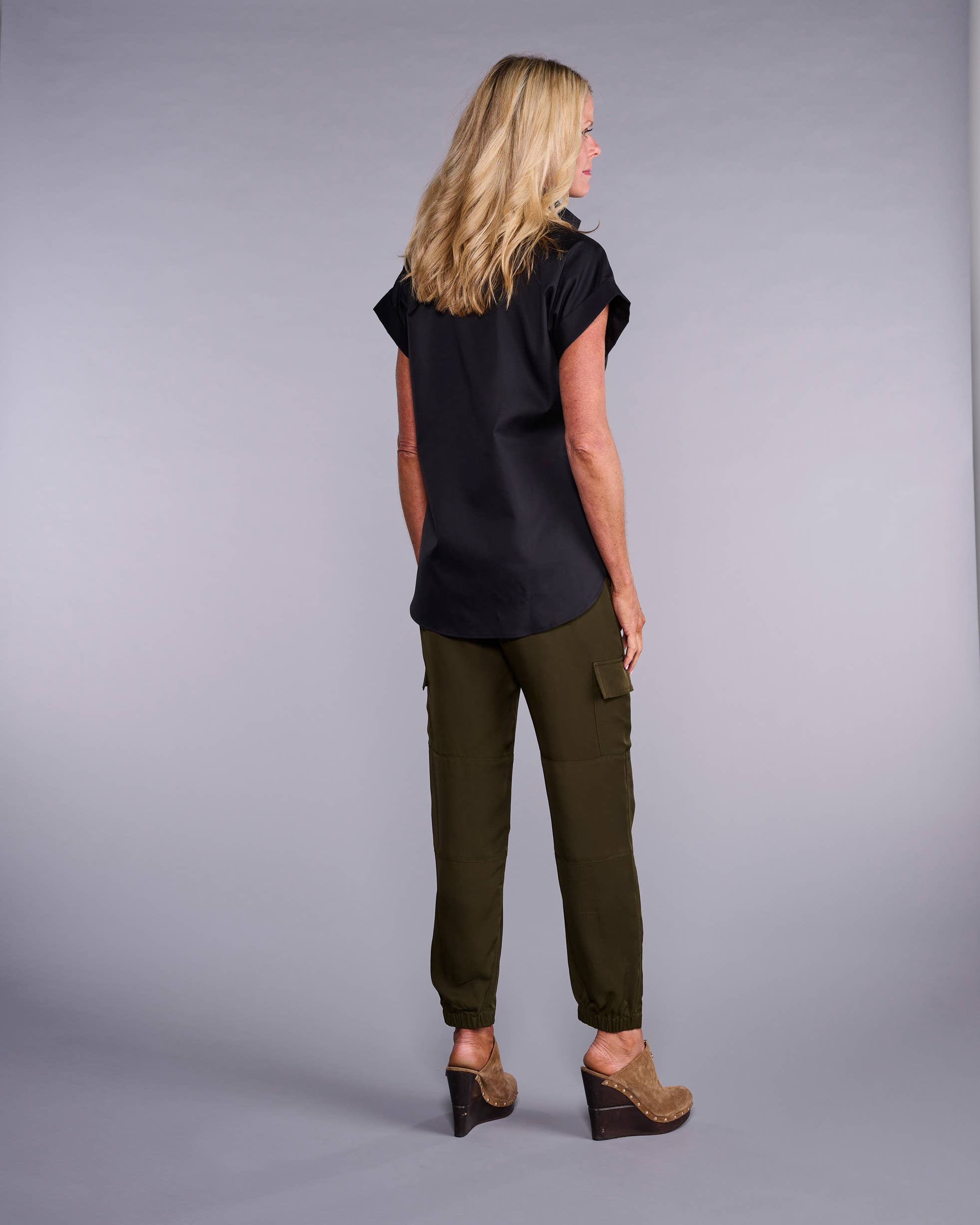 The Cap Sleeve League Blouse in Pitch Black: XS