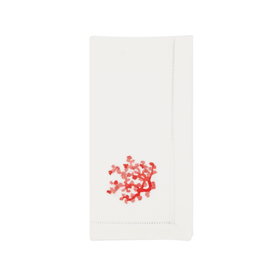 Embroidered Coral Napkin