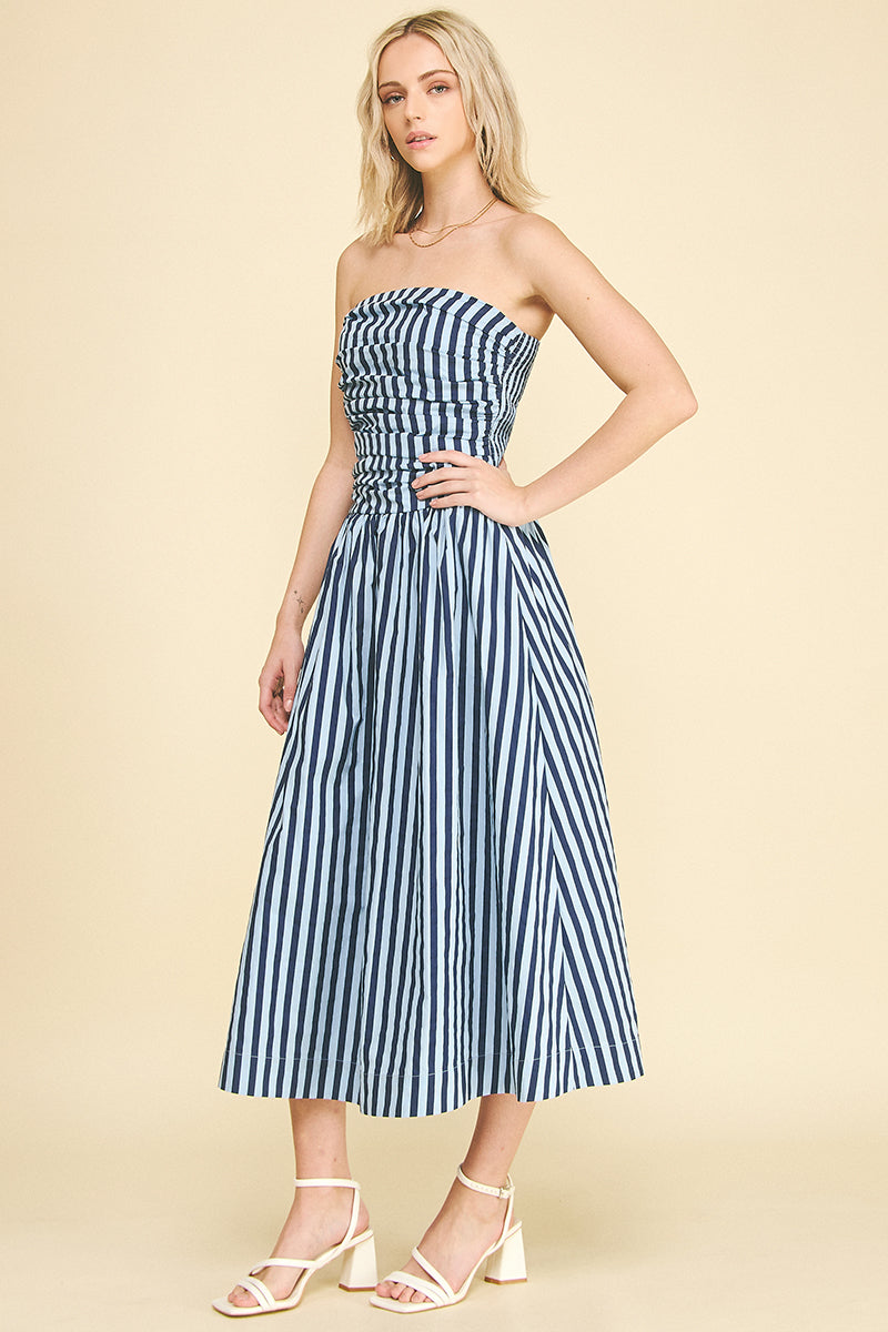 Saylor Striped Dress - Navy