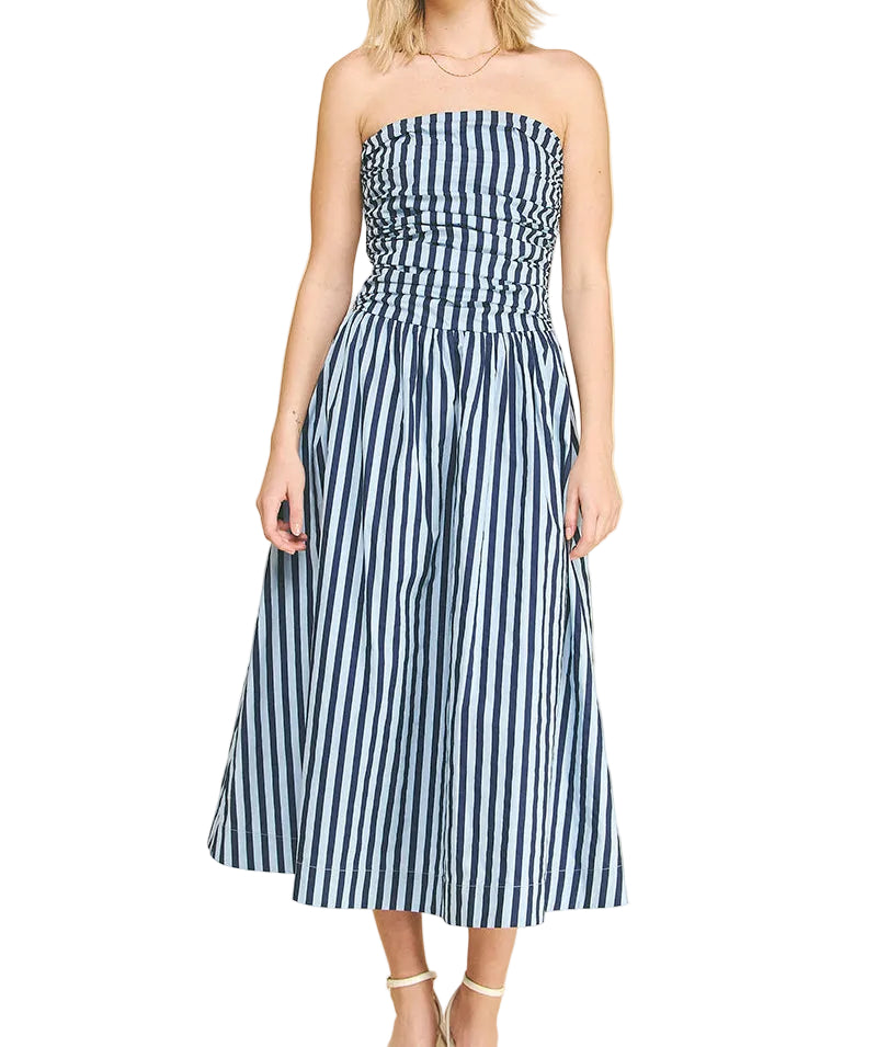 Saylor Striped Dress - Navy