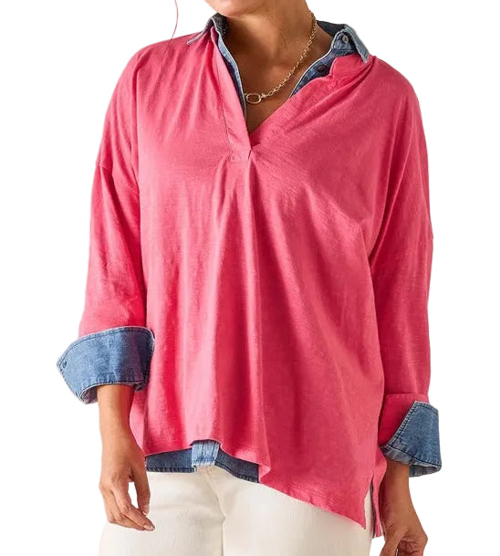 MERSEA Amelia Cuff Tee - Raspberry