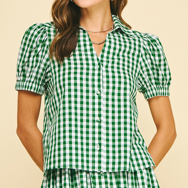 Gingham Button Down Shirt - Green