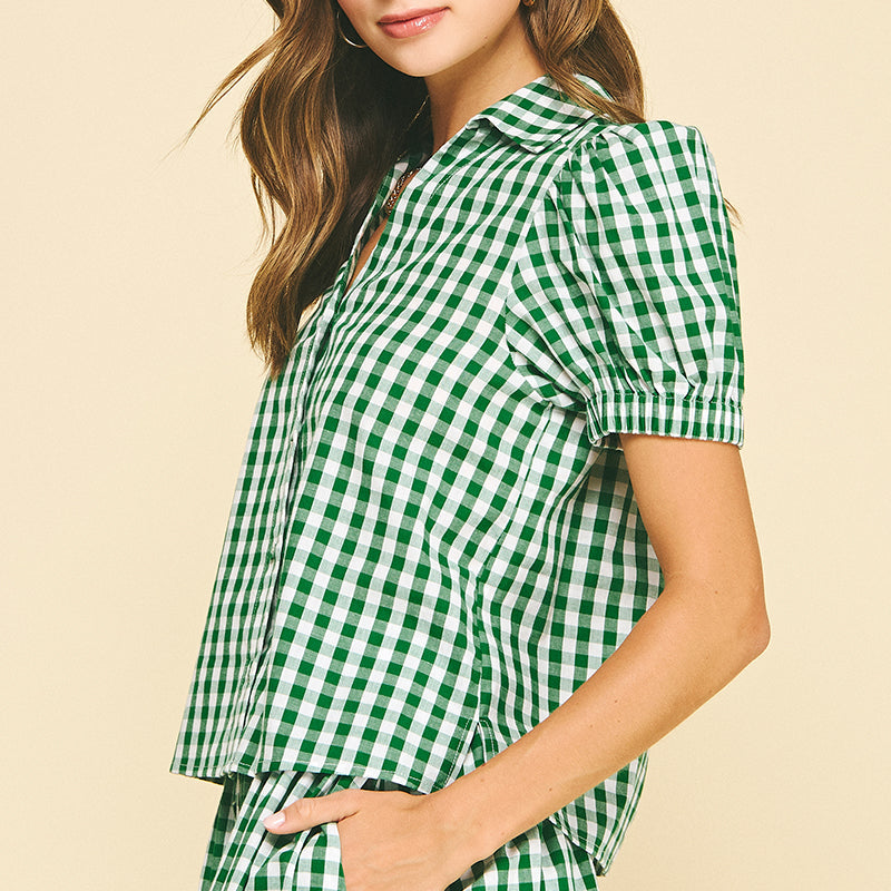 Gingham Button Down Shirt - Green