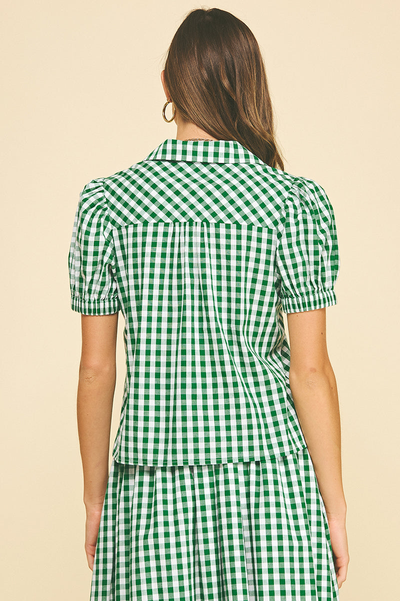 Gingham Button Down Shirt - Green