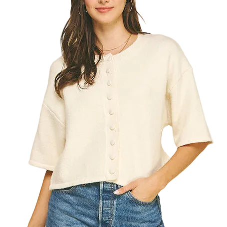 Caite Cardigan Sweater - Pink, Green and Cream