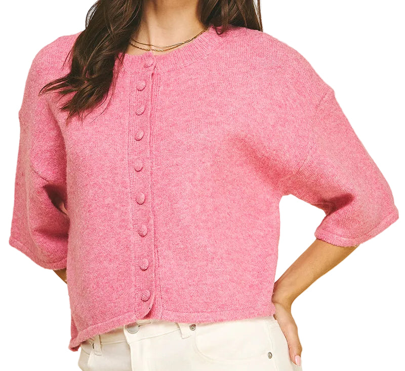 Caite Cardigan Sweater - Pink, Green and Cream