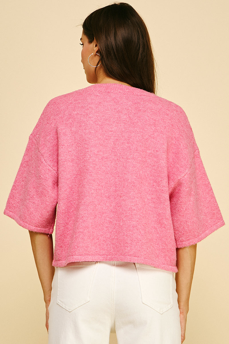 Caite Cardigan Sweater - Pink, Green and Cream