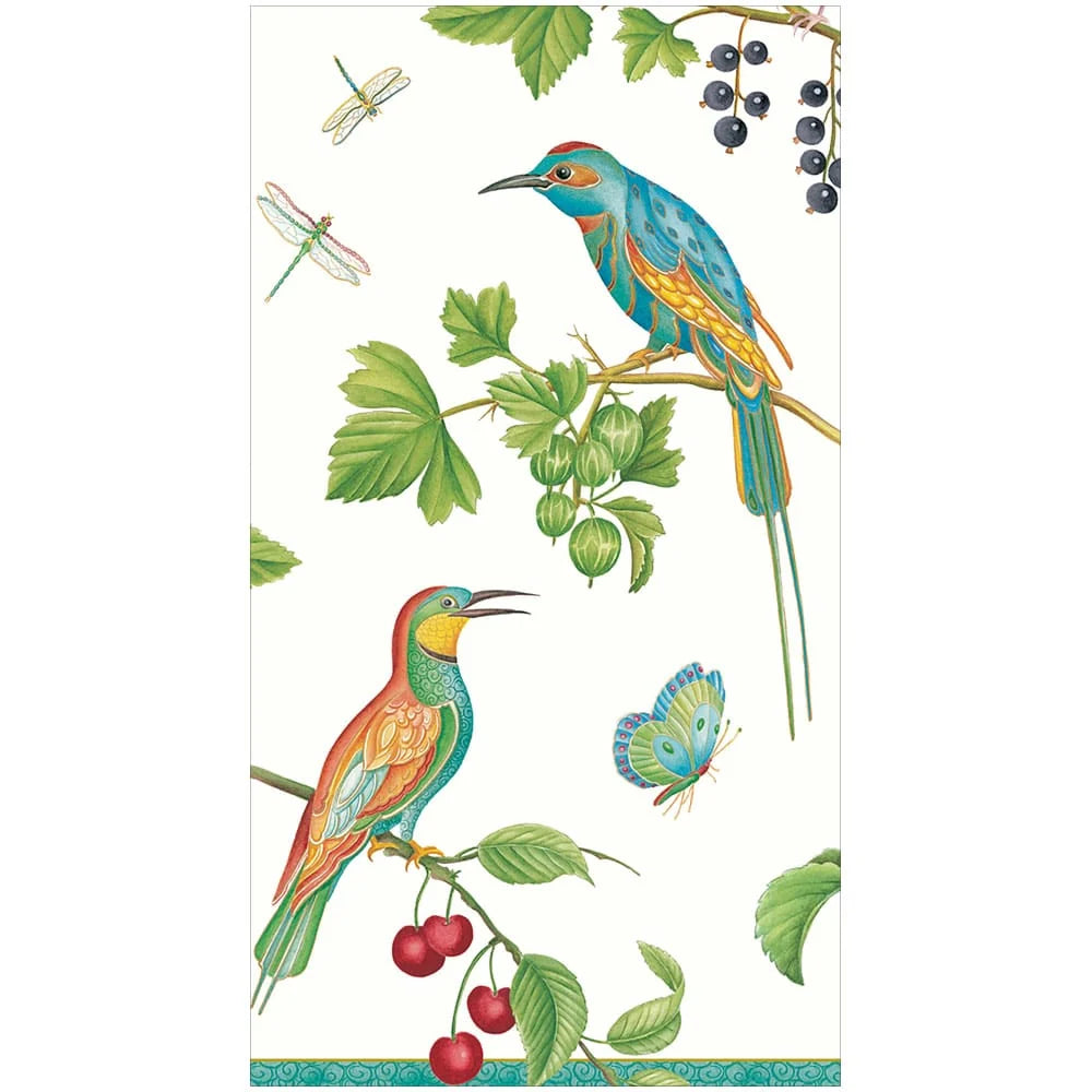 Caspari Jeweled Birds Guest Towel