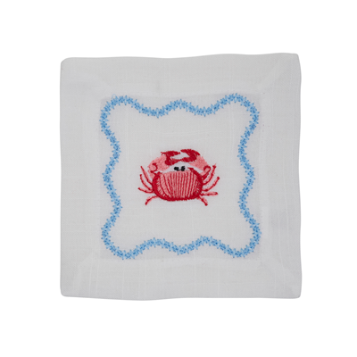 Embroidered Crab Cocktail Napkin