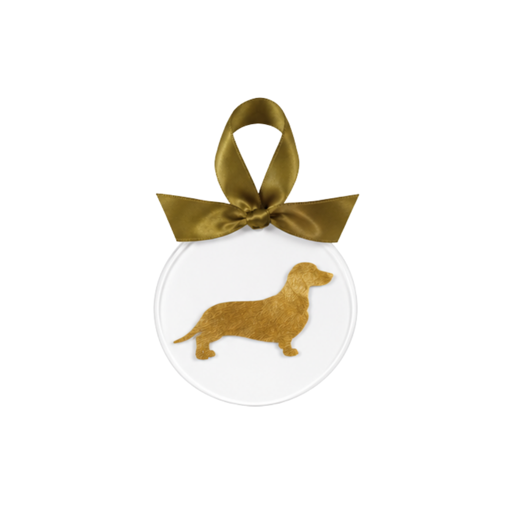 Gold Leaf Dog Breed Acrylic Ornament: Dachshund