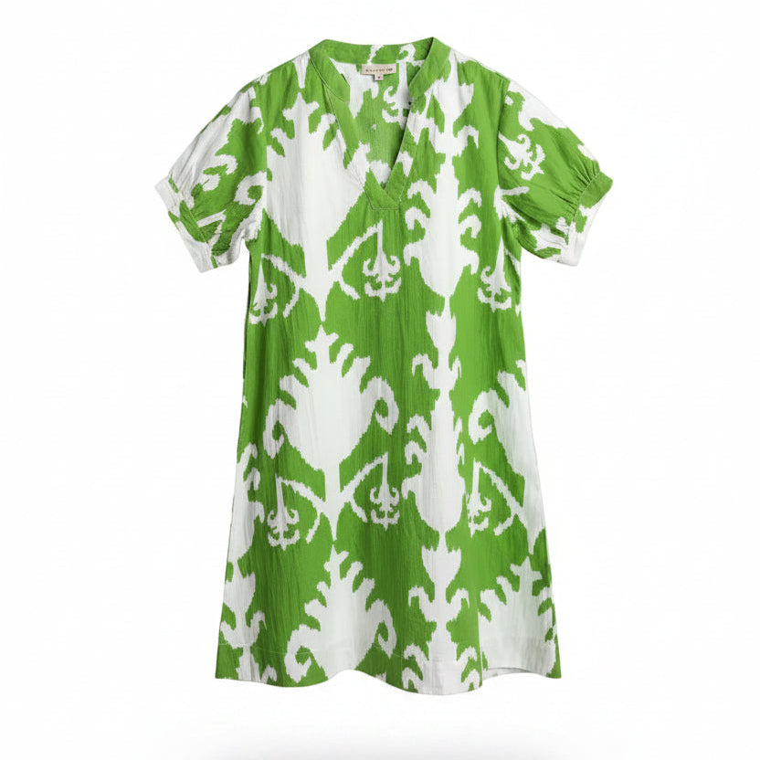 Fitzroy & Willa Clarette Dress - Green Ikat