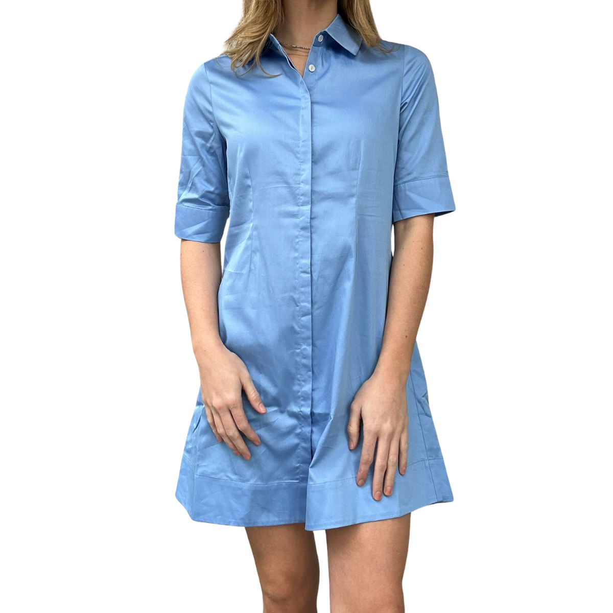 Ciamel Cotton Poplin Shirtdress - Powder Blue