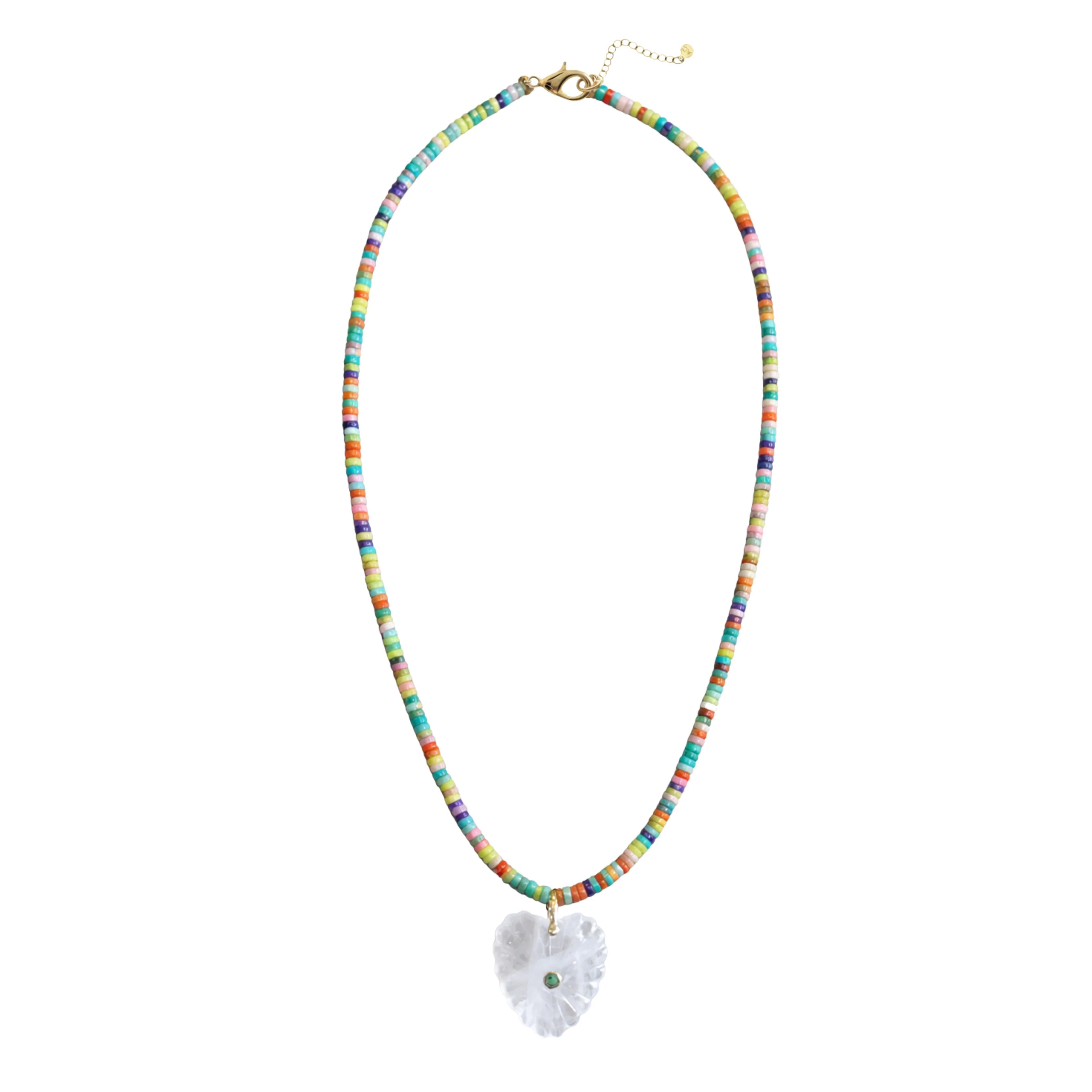 Marina Heart Necklace 24" - White