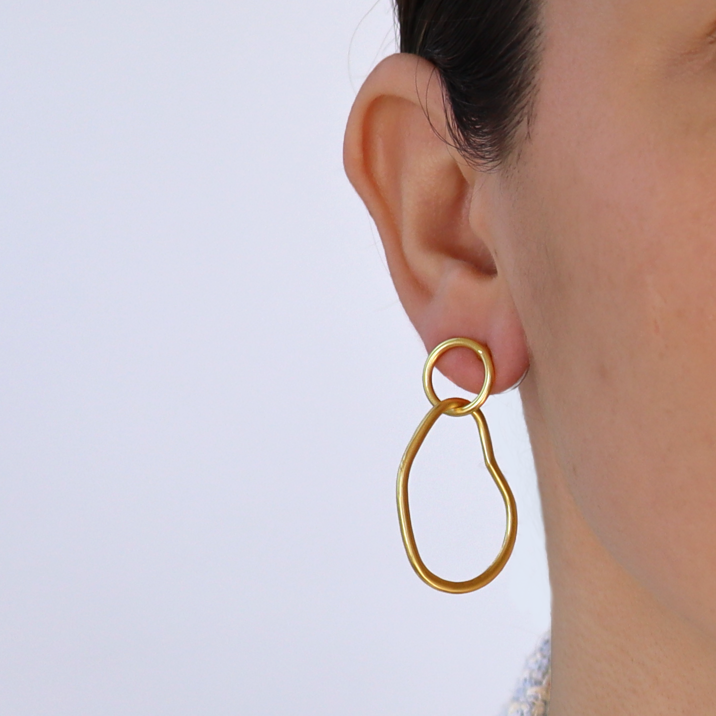 Organic link Drop Earrings - 24K Gold Plated