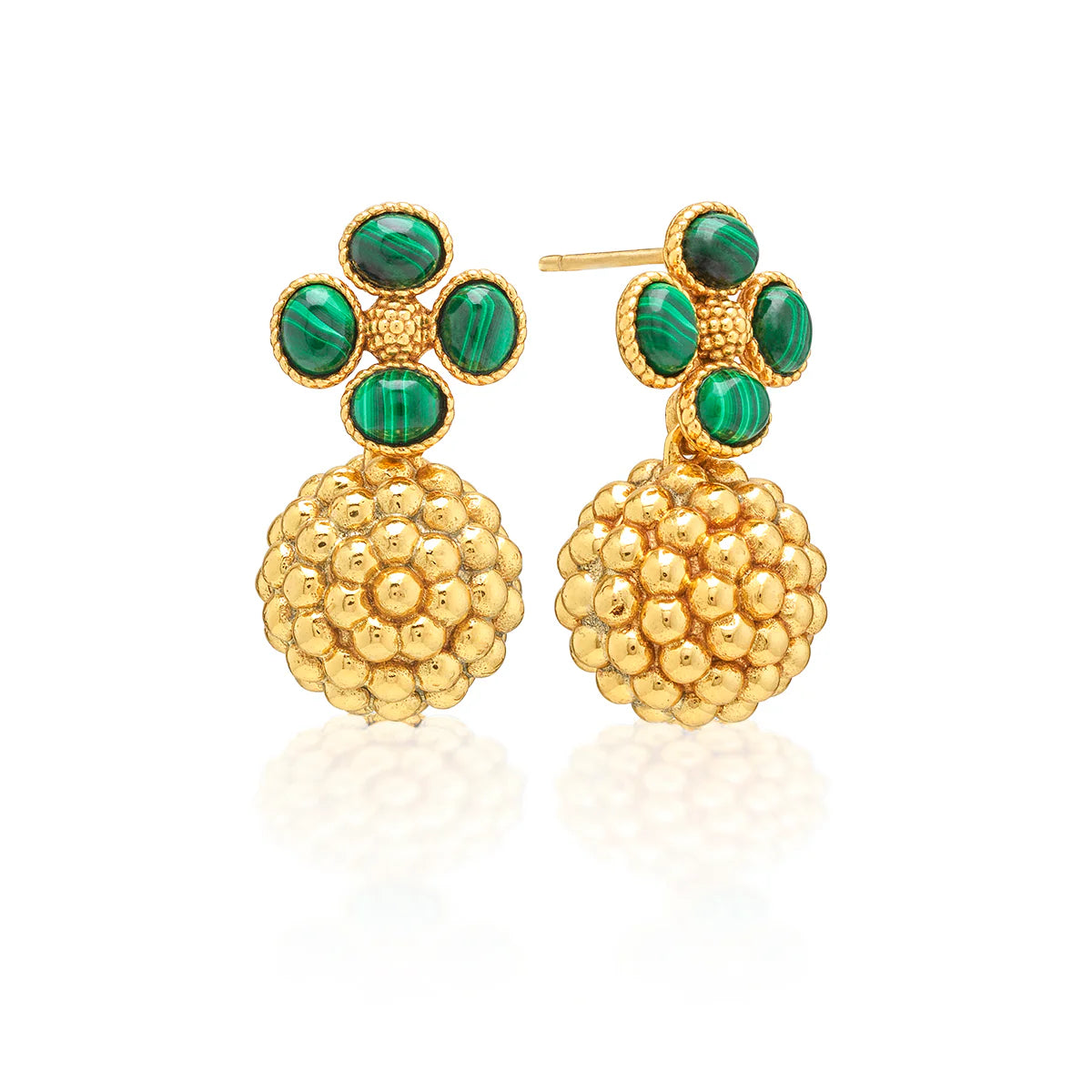 Capucine de Wulf Berry Clover Drop Earrings - Malachite Berry