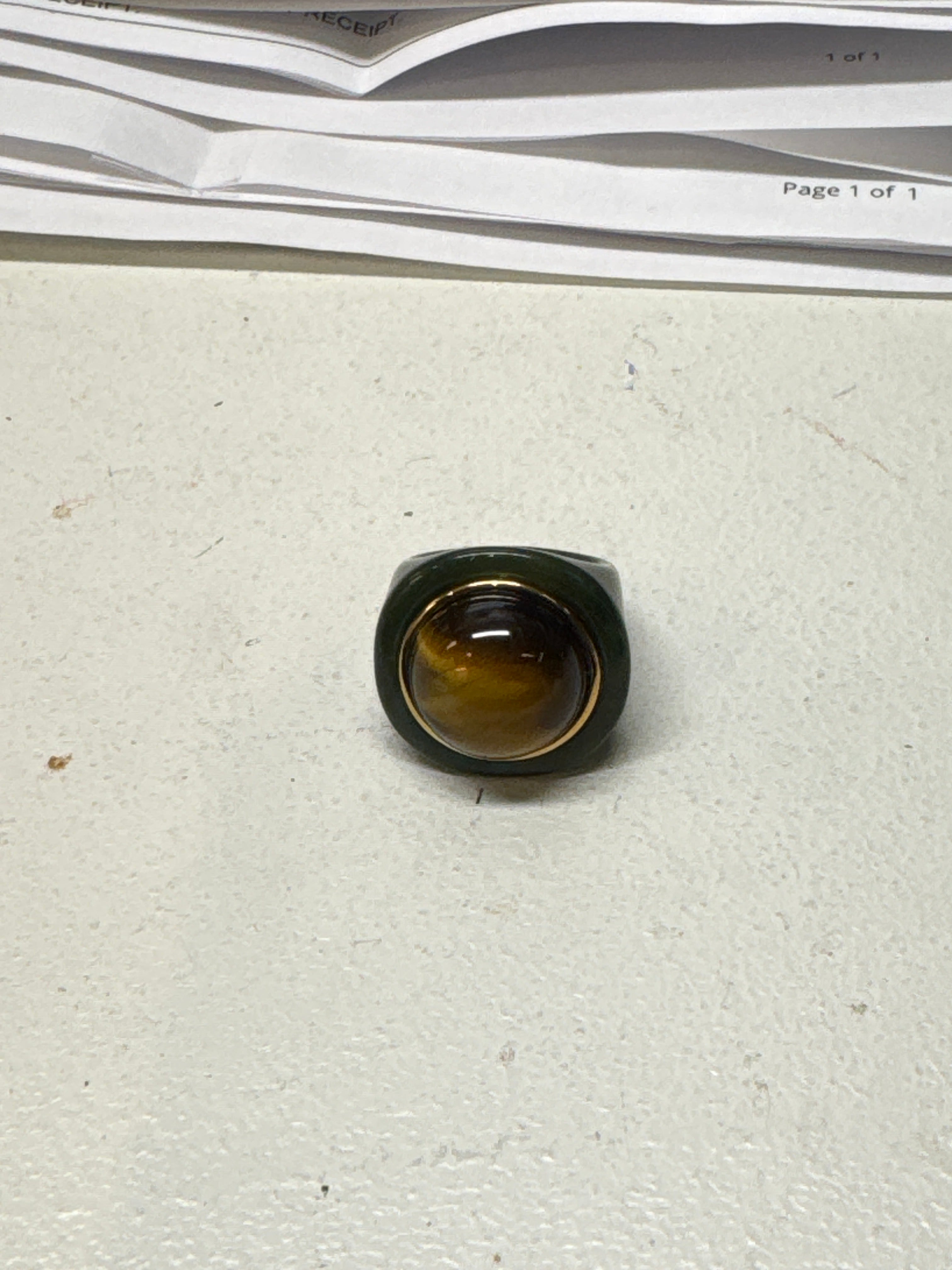 Jade Resin Ring Ring - Tiger Eye