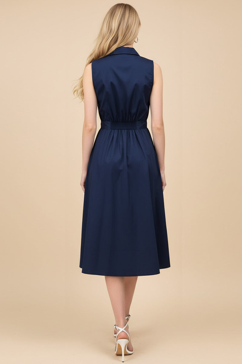 Connie  A-Line Shirt Dress | Navy