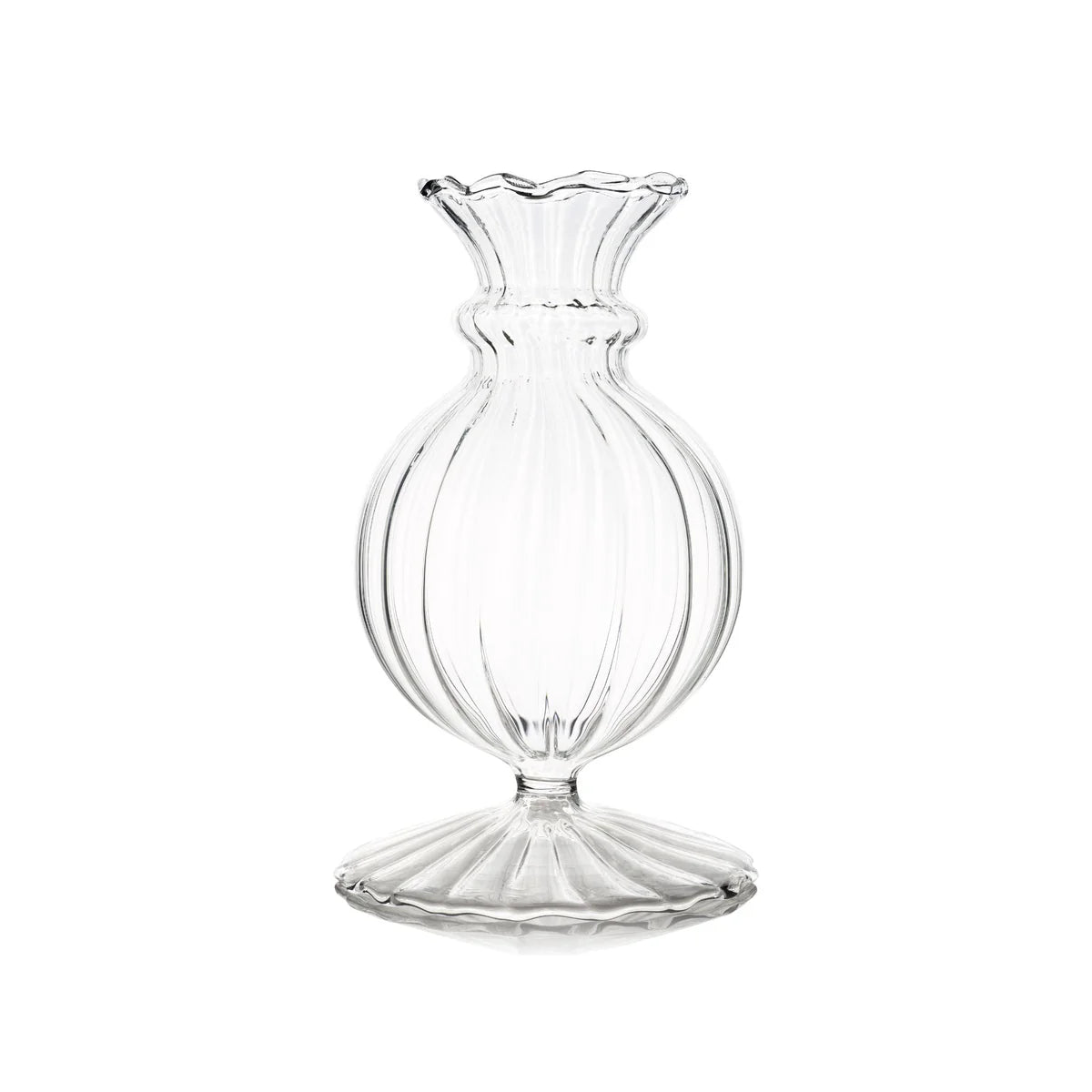 Miss Annie Bud Vase - Clear and Green Trim