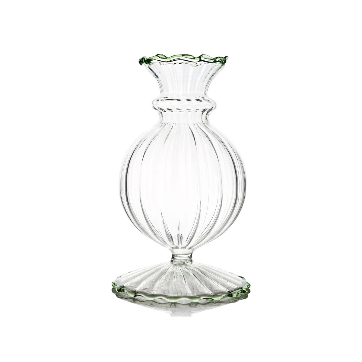 Miss Annie Bud Vase - Clear and Green Trim