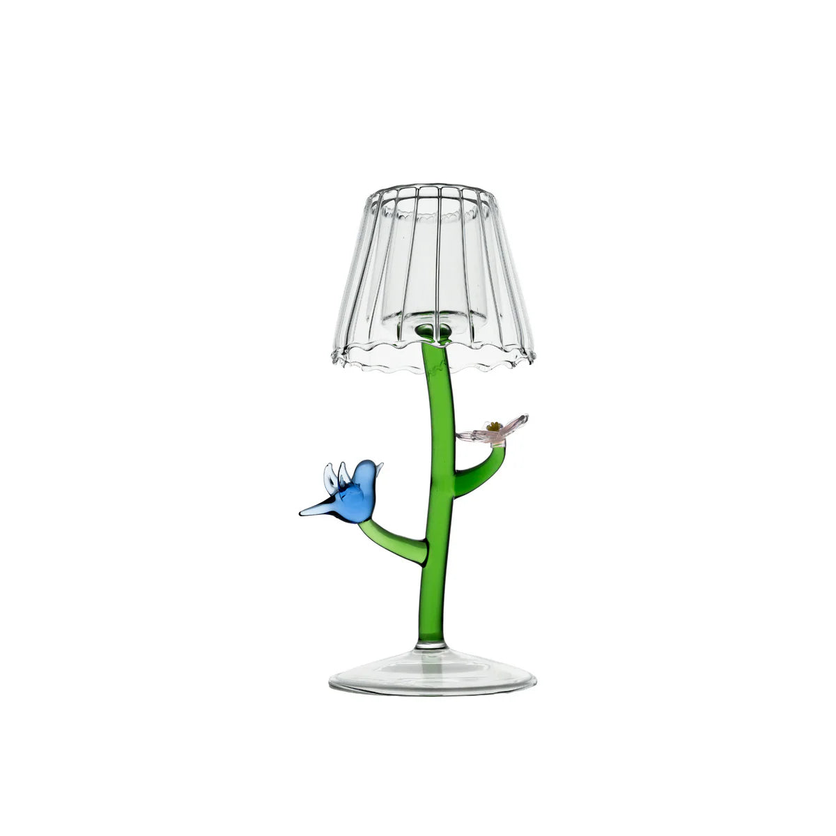 Tealight with Pink Flower and Blue Bird