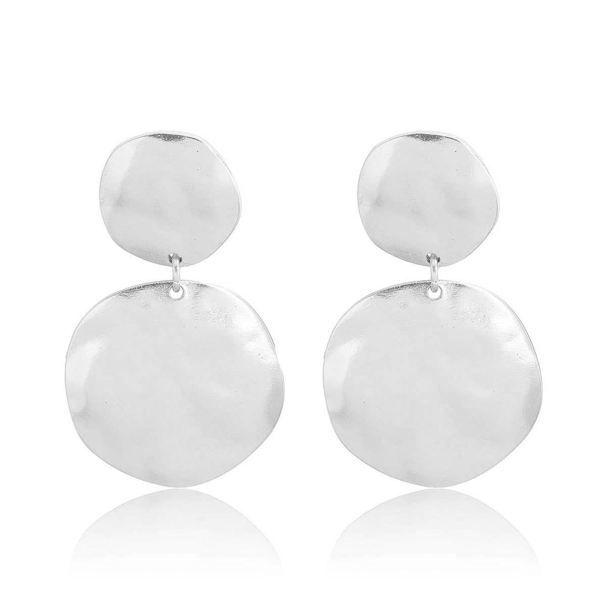 Irregular Discs Statement Earrings - 24K Gold Plated: Antique Silver