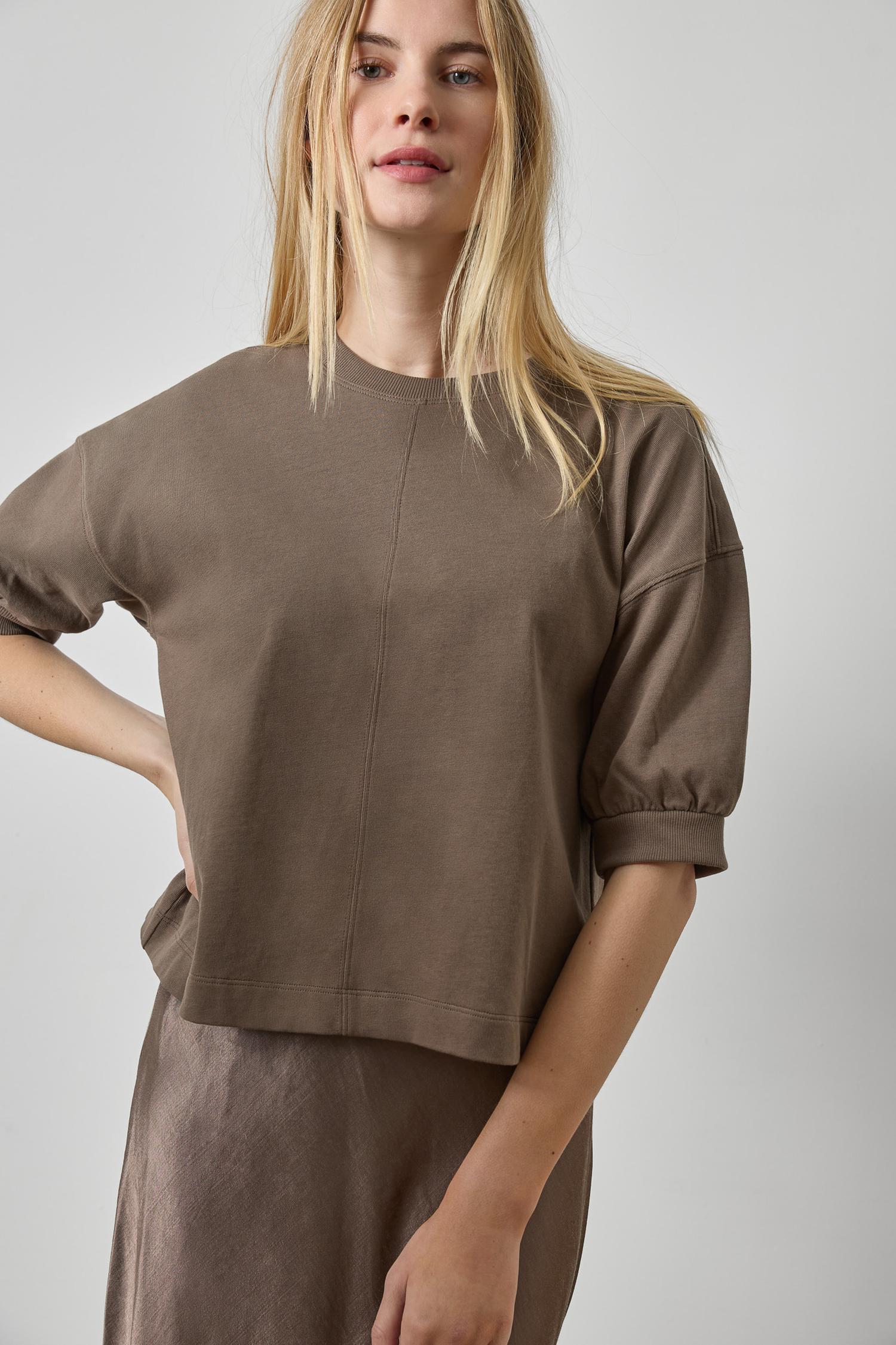 Lilla P Half Sleeve Ribbed Trim Sweatshirt | Shiitake